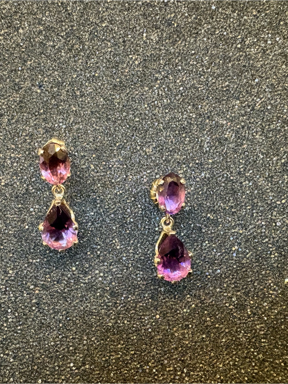 Vintage 925 Sterling Silver Amethyst Dangle Earrings